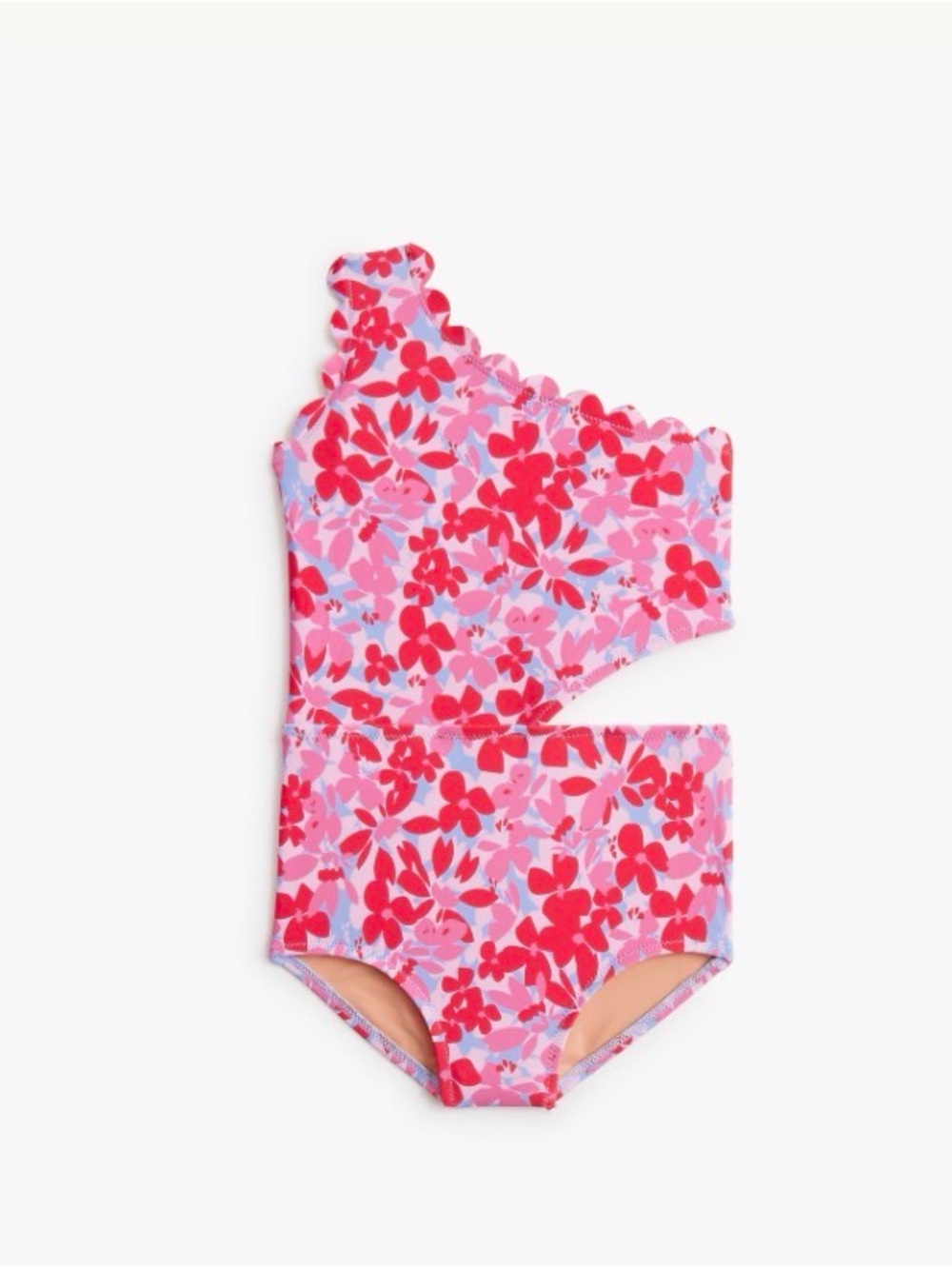 J. Crew Factory Girls' Floral Scalloped One-piece Swimsuit